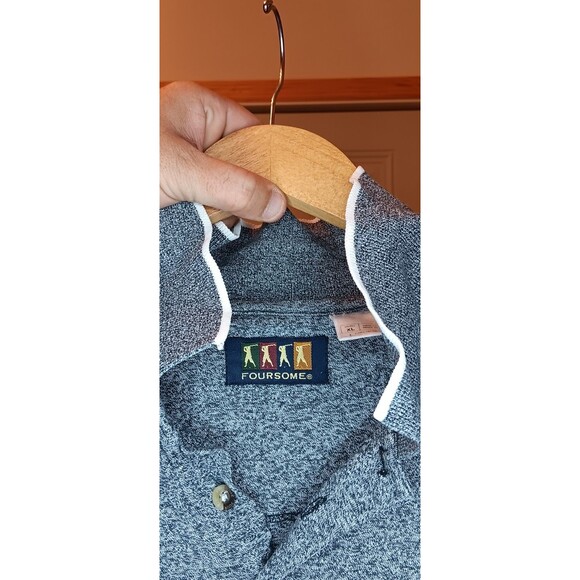 Vintage GRUMPY DWARF x FOURSOME Size XL Polo Shirt Mens Gray Melange Cotton Golf - Picture 4 of 8